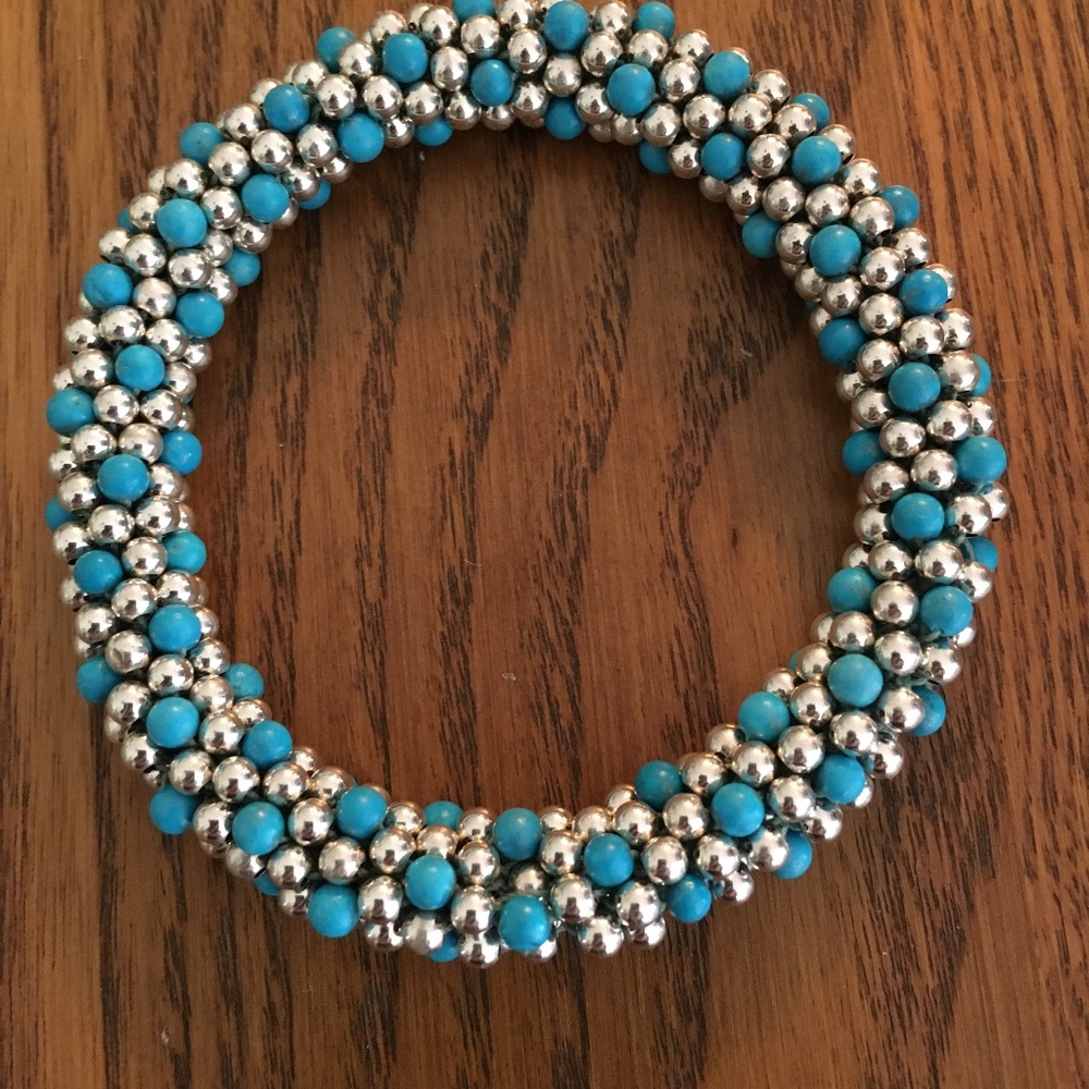 Sterling Silver & Turquoise Beaded Bracelet